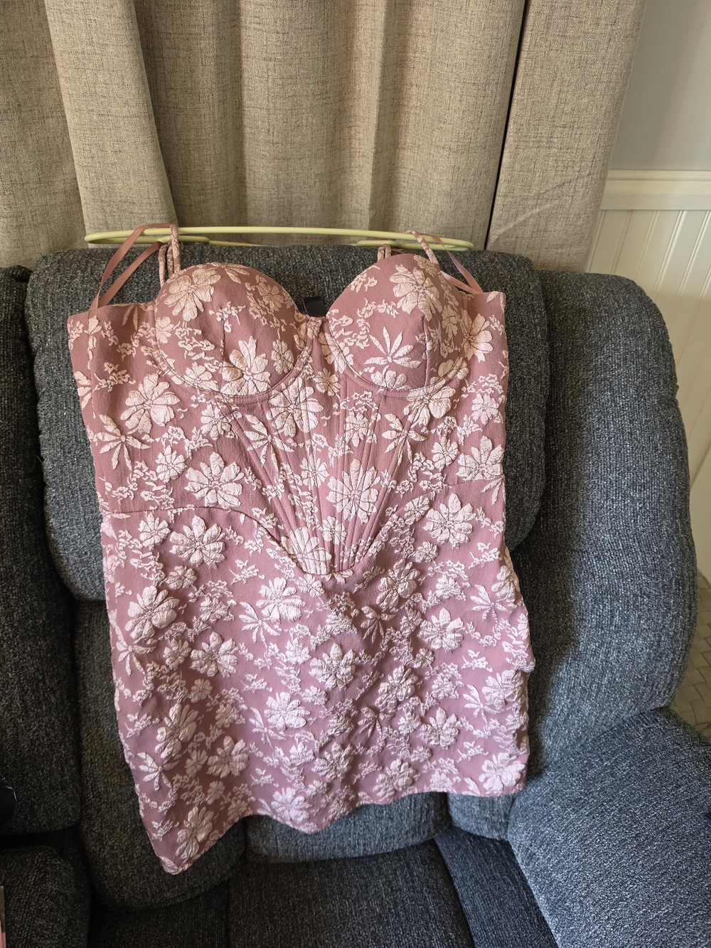 Windsor Pink Floral Strapless Bustier Mini Dress